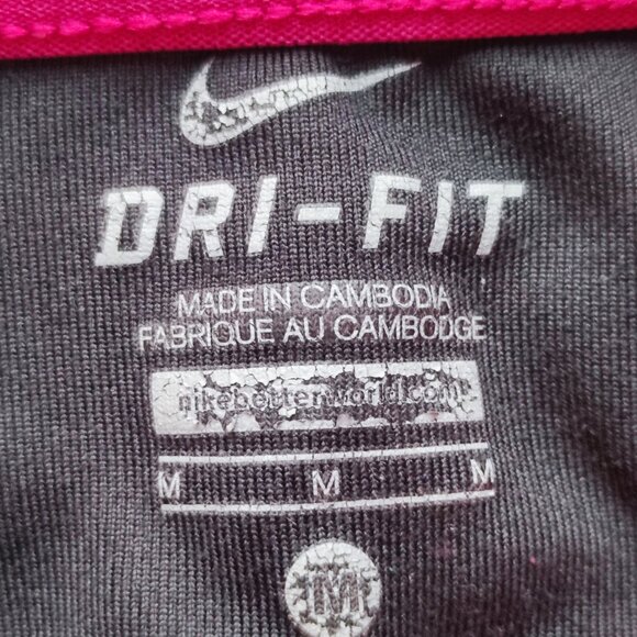 Nike active wear leggings women's size M black white polka dot w pink waistband - Picture 4 of 14